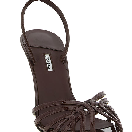LE SILLA Brown Calfskin Stiletto Heel Sandals