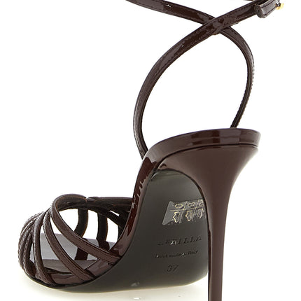 LE SILLA Brown Calfskin Stiletto Heel Sandals