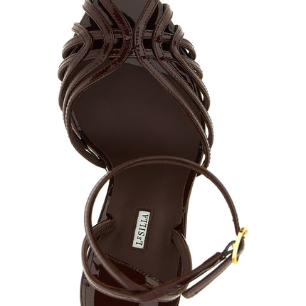 LE SILLA Brown Calfskin Stiletto Heel Sandals