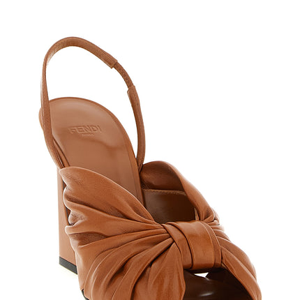 Fendi Brown Lamb Leather Stiletto Heel Sandals
