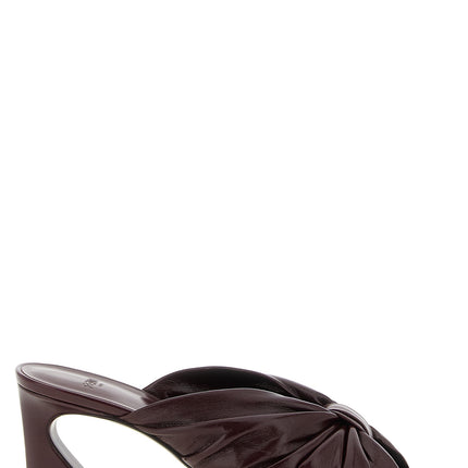 Fendi Bordeaux Lamb Leather Platform Sandals