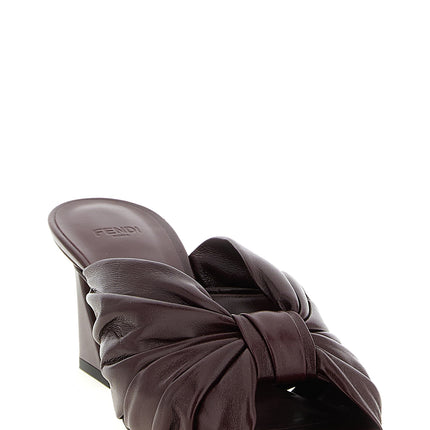Fendi Bordeaux Lamb Leather Platform Sandals