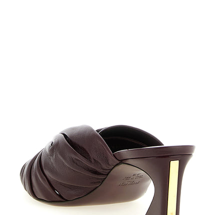 Fendi Bordeaux Lamb Leather Platform Sandals