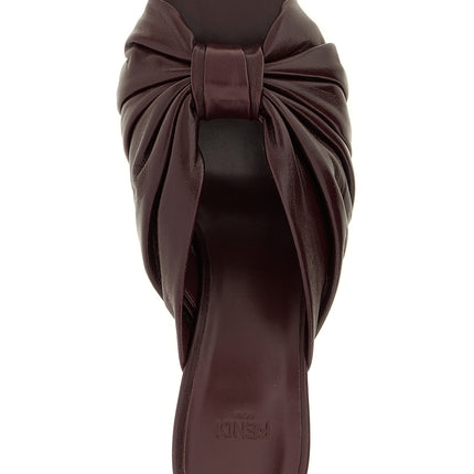 Fendi Bordeaux Lamb Leather Platform Sandals