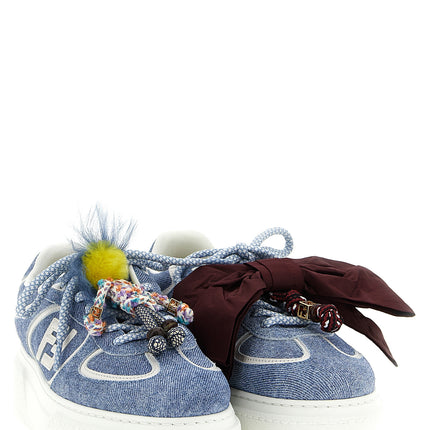 Fendi Blue Calfskin Platform Sneakers