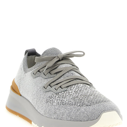 Brunello Cucinelli Gray Cotton Athletic Sneakers