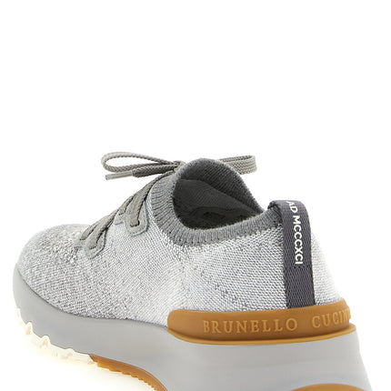 Brunello Cucinelli Gray Cotton Athletic Sneakers