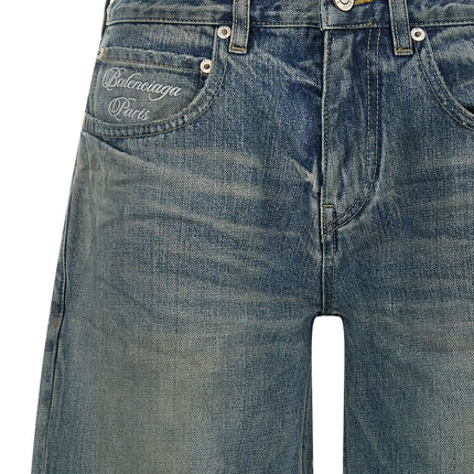 Balenciaga Blue Cotton Relaxed Fit Jeans