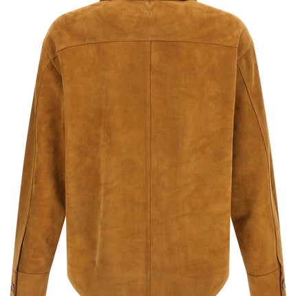 Ami Paris Brown Lamb Leather Leather Jacket