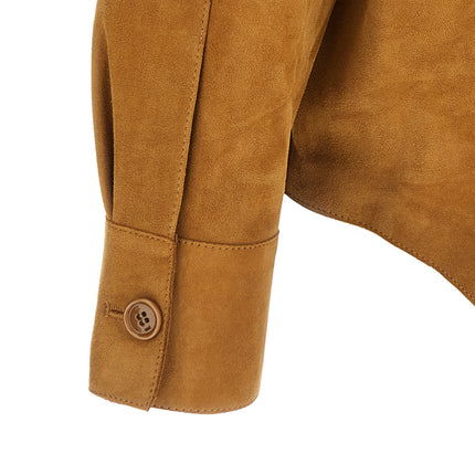 Ami Paris Brown Lamb Leather Leather Jacket