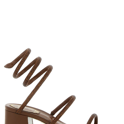 RENE CAOVILLA Brown Viscose Strap-On Sandals