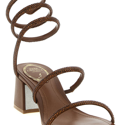 RENE CAOVILLA Brown Viscose Strap-On Sandals