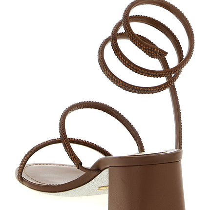 RENE CAOVILLA Brown Viscose Strap-On Sandals