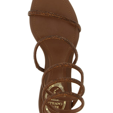 RENE CAOVILLA Brown Viscose Strap-On Sandals