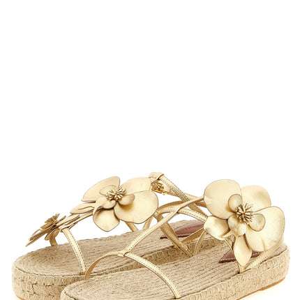 Zimmermann Gold Leather Flat Sandals