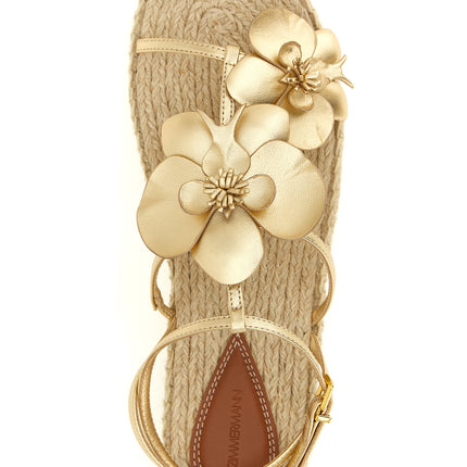 Zimmermann Gold Leather Flat Sandals