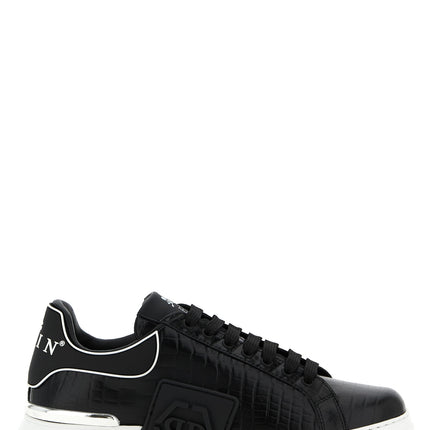 Philipp Plein Black Cowhide Low Top Sneakers