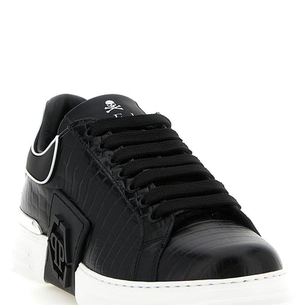 Philipp Plein Black Cowhide Low Top Sneakers
