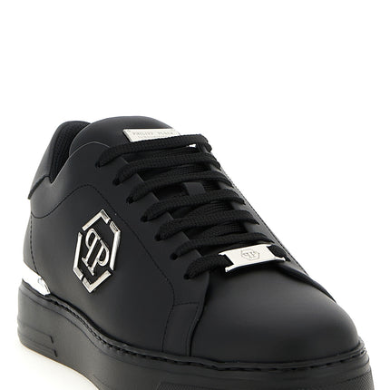 Philipp Plein Black Calfskin Low Top Sneakers