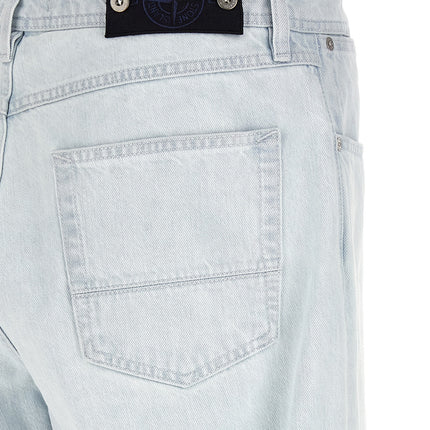 Stone Island Blue Cotton Straight-Leg Jeans