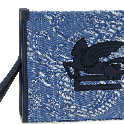 Etro Blue Cotton Clutch Bag