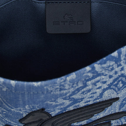 Etro Blue Cotton Clutch Bag