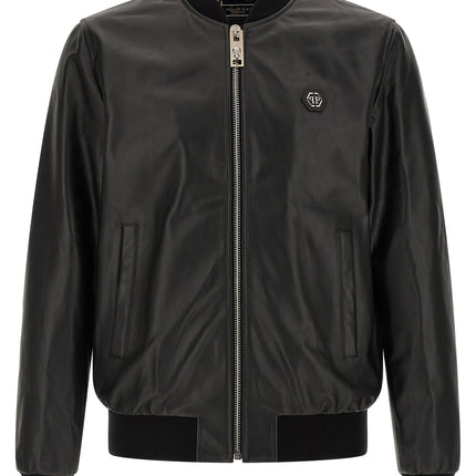 Philipp Plein Black Lambskin Leather Jacket