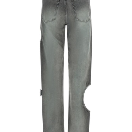 Off-White Gray Cotton Straight-Leg Jeans