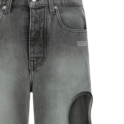 Off-White Gray Cotton Straight-Leg Jeans