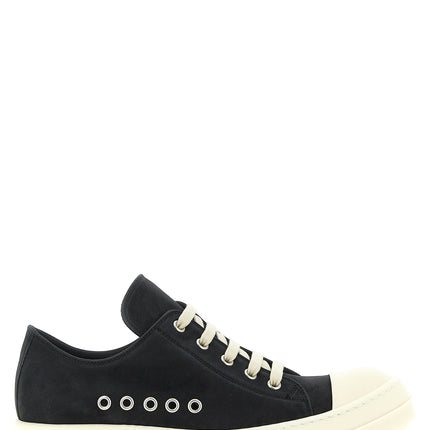 Rick Owens Black Calfskin Low Top Sneakers