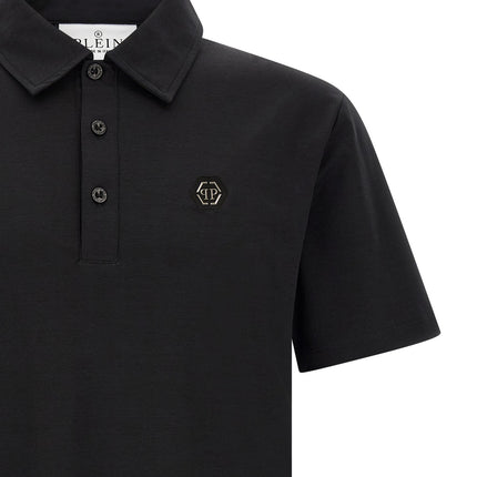 Philipp Plein Black Cotton Polo Shirt