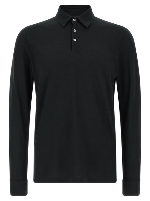 ZANONE Black Cotton Polo Shirt