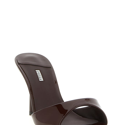 LE SILLA Brown Calfskin Stiletto Heel Sandals