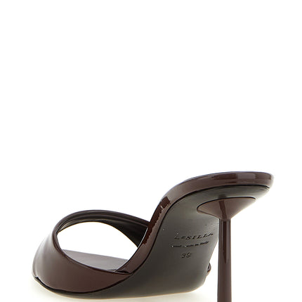 LE SILLA Brown Calfskin Stiletto Heel Sandals
