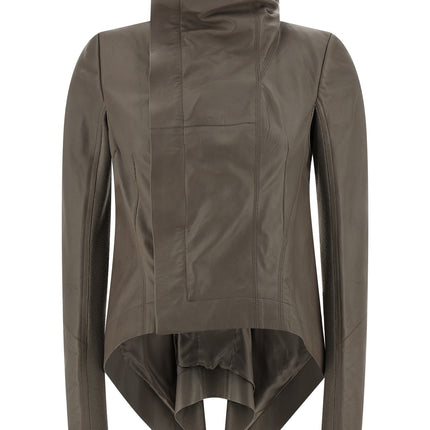 Rick Owens Gray Lamb Leather Leather Jacket