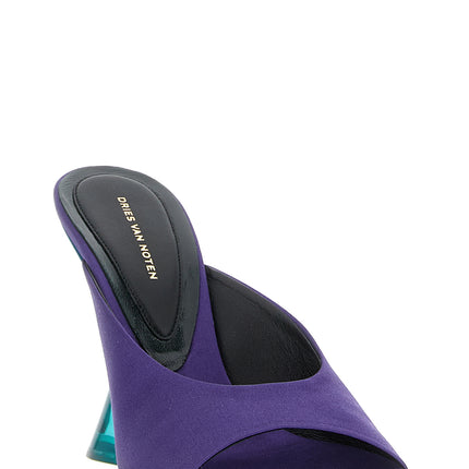 Dries Van Noten Purple Cotton Wedge Sandals