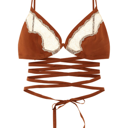 MAISON JEJIA Brown Silk Bra