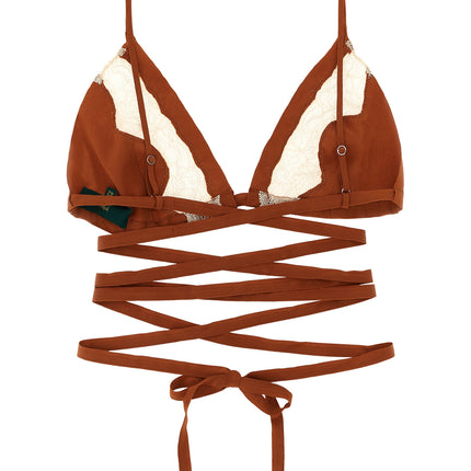 MAISON JEJIA Brown Silk Bra