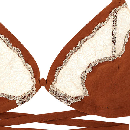 MAISON JEJIA Brown Silk Bra