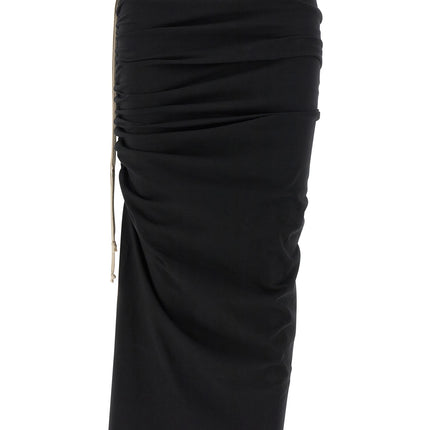 Rick Owens Black Cotton Midi Skirt