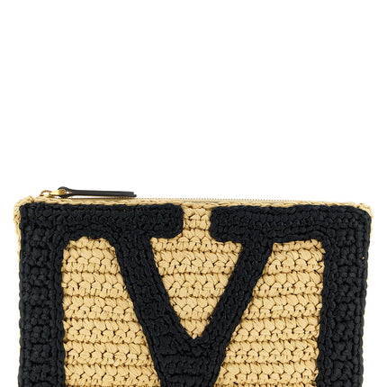 Valentino Garavani Black Viscose Clutch Bag