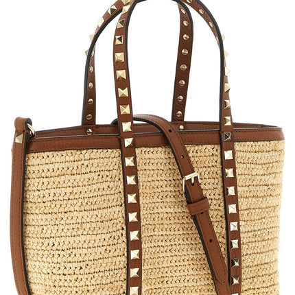 Valentino Garavani Beige Straw Tote Bag