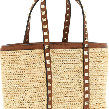 Valentino Garavani Beige Straw Tote Bag