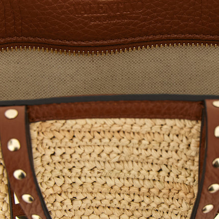 Valentino Garavani Beige Straw Tote Bag