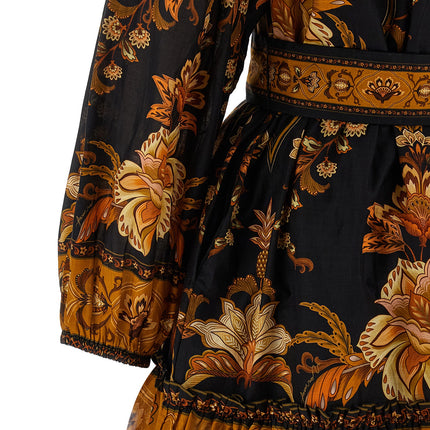 FARM RIO Black Cotton Short Dress
