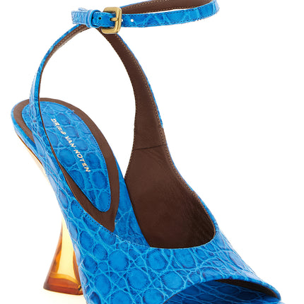 Dries Van Noten Blue Calfskin Wedge Sandals