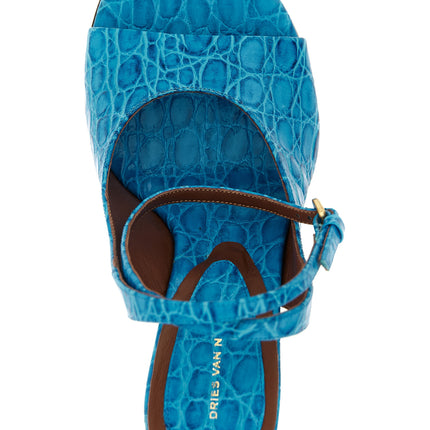 Dries Van Noten Blue Calfskin Wedge Sandals