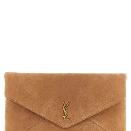 Saint Laurent Brown Lamb Leather Clutch Bag