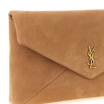 Saint Laurent Brown Lamb Leather Clutch Bag