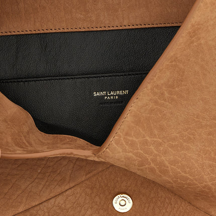 Saint Laurent Brown Lamb Leather Clutch Bag
